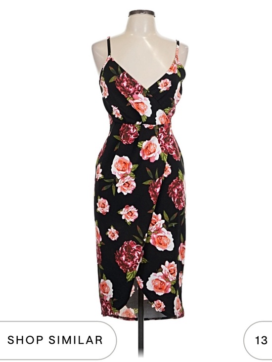 Full Circle Trends Dresses & Skirts - Black Floral Wrap-Style Midi Dress 🖤